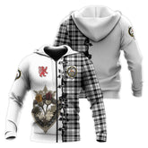 Scott Black White Tartan Hoodie - Lion Rampant And Celtic Thistle Style